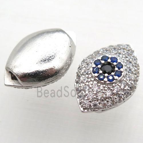 copper eye beads paved zircon, platinum plated