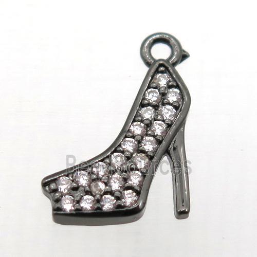 copper pendant pave zircon, high-heel shoes, black plated