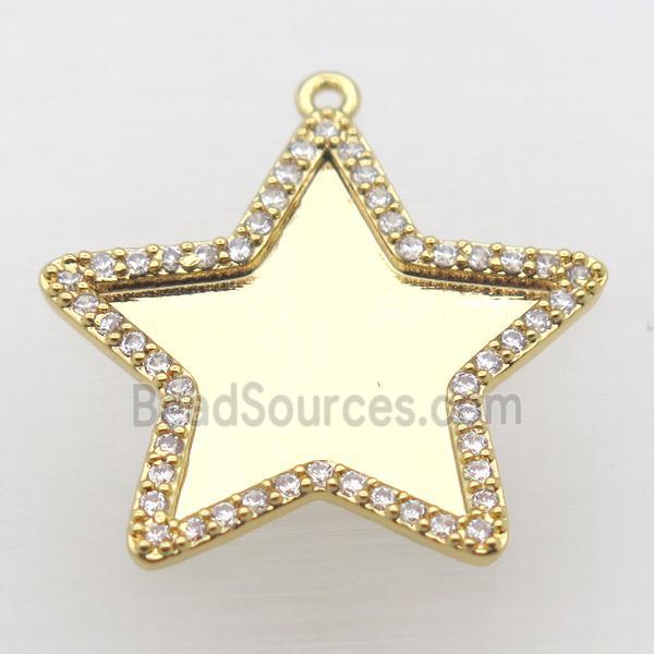 copper star pendant paved zircon, gold plated