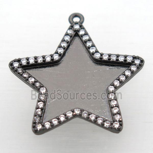 copper star pendant paved zircon, black plated