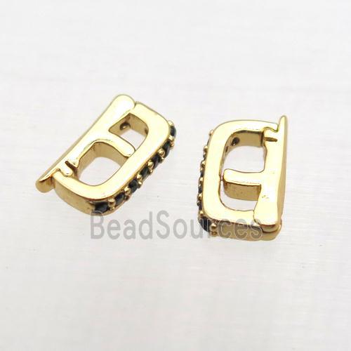 copper clip clasp paved zircon, gold plated