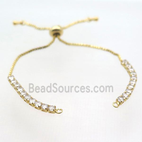 copper bracelet chain pave zircon, gold plated