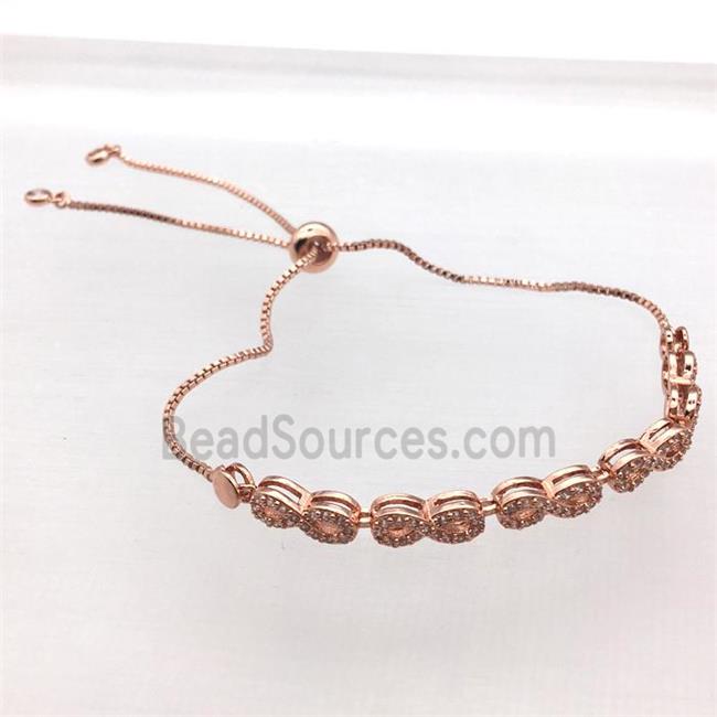 copper bracelet pave zircon, rose gold