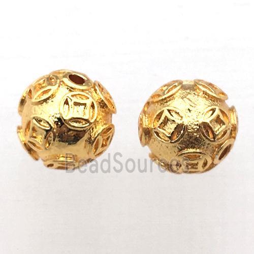 round copper beads, gold plated