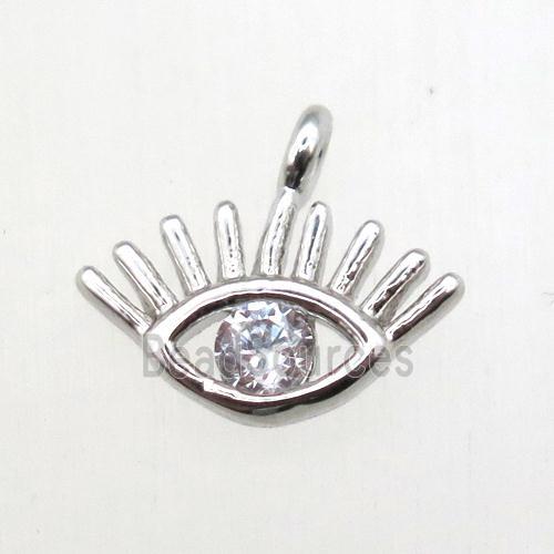 copper eye pendant pave zircon, platinum plated