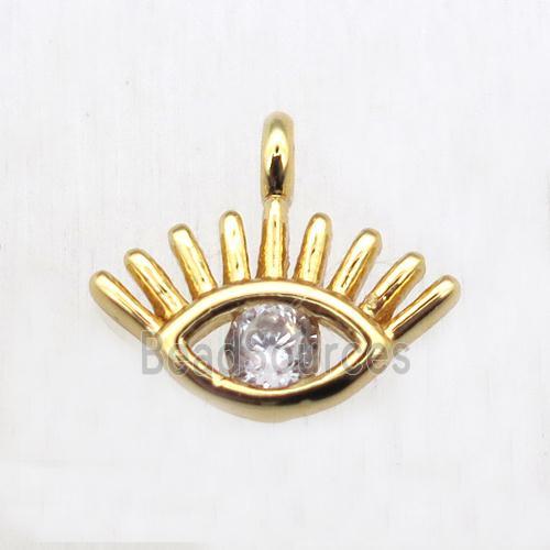 copper eye pendant pave zircon, gold plated