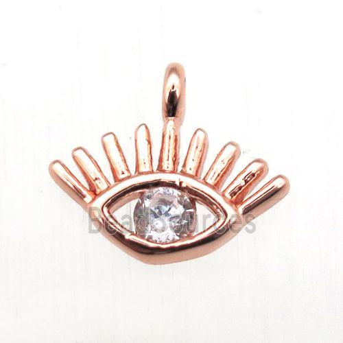 copper eye pendant pave zircon, rose gold