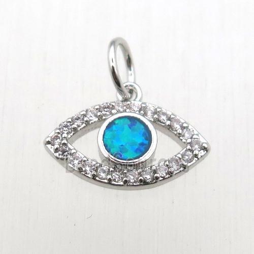 copper eye pendant pave zircon, platinum plated