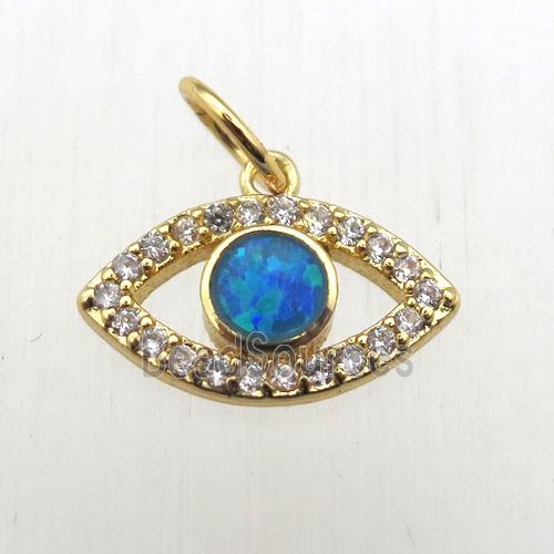 copper eye pendant pave zircon, gold plated