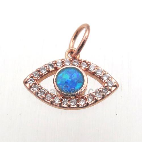 copper eye pendant pave zircon, rose gold