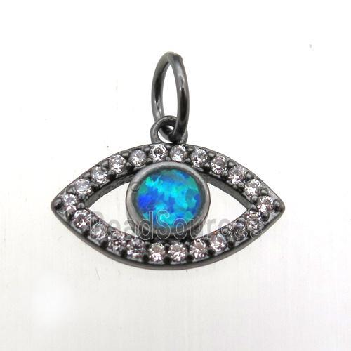 copper eye pendant pave zircon, black plated