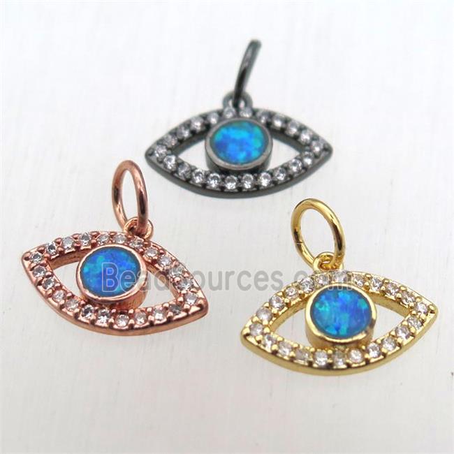 copper eye pendant pave zircon with fire opal, mixed color