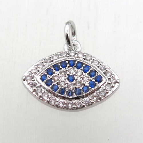 copper eye pendant pave zircon, platinum plated