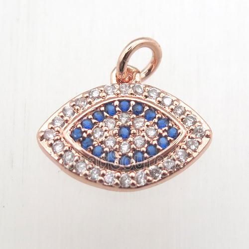 copper eye pendant pave zircon, rose gold