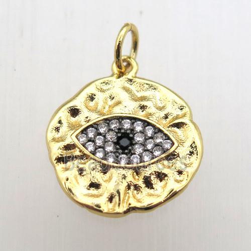 copper eye pendant pave zircon, gold plated