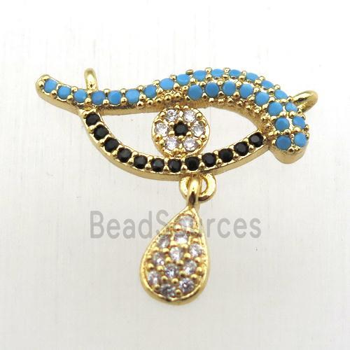 copper dolphin pendant pave zircon with 2loops, gold plated