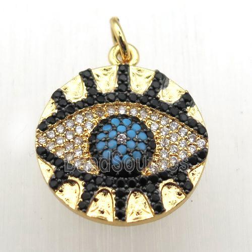 copper eye pendant pave zircon, gold plated