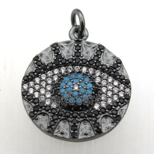 copper eye pendant pave zircon, black plated