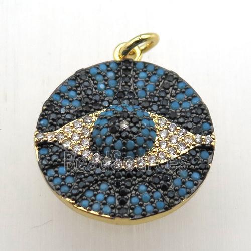 copper eye pendant pave zircon, gold plated