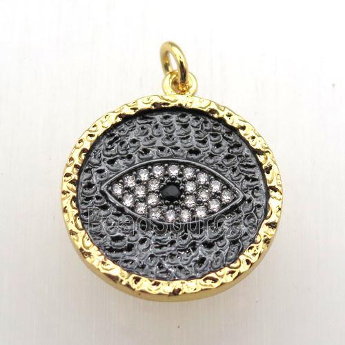 copper eye pendant pave zircon, gold plated