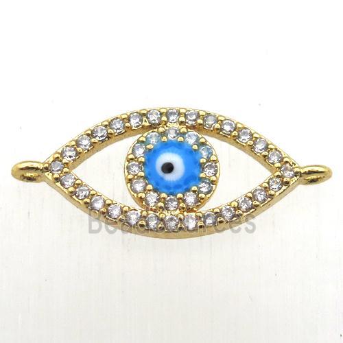 copper evil eye connector pave zircon, gold plated