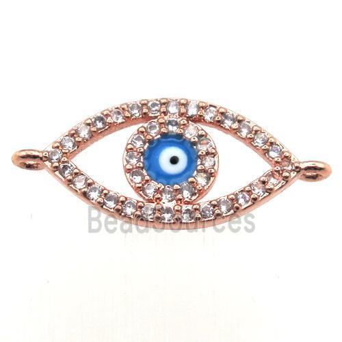 copper evil eye connector pave zircon, rose gold