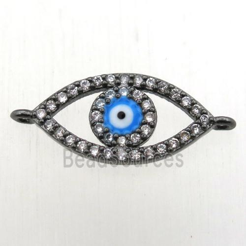 copper evil eye connector pave zircon, black plated