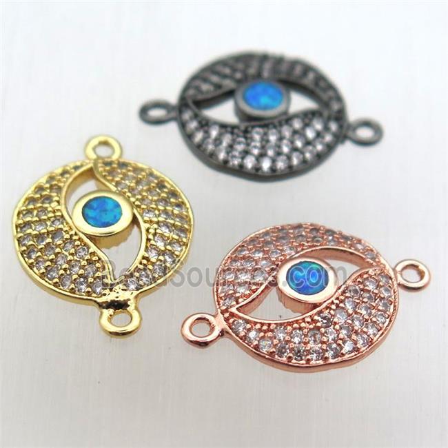 copper eye connector pave zircon, mixed color