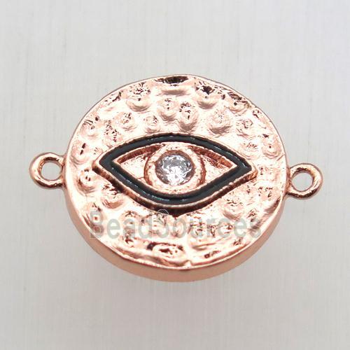 copper eye connector pave zircon, rose gold