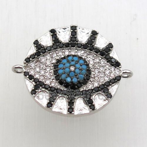 copper eye connector pave zircon, platinum plated