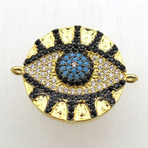 copper eye connector pave zircon, gold plated