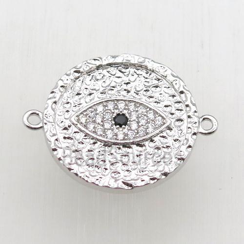 copper eye connector pave zircon, platinum plated