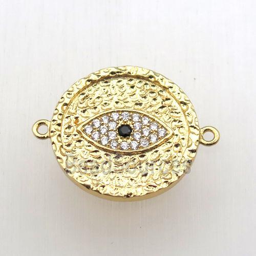 copper eye connector pave zircon, gold plated