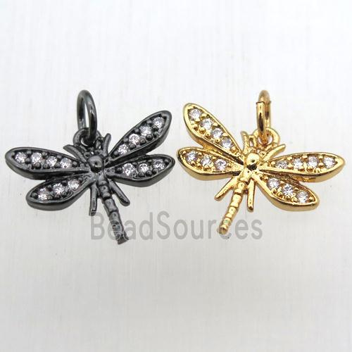 copper dragonfly pendant pave zircon, mixed