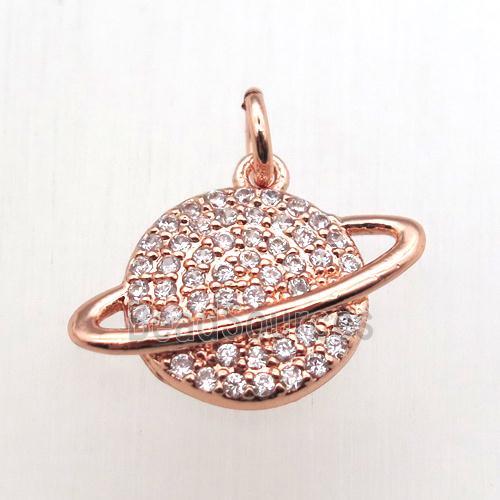 copper earth pendant pave zircon, rose gold