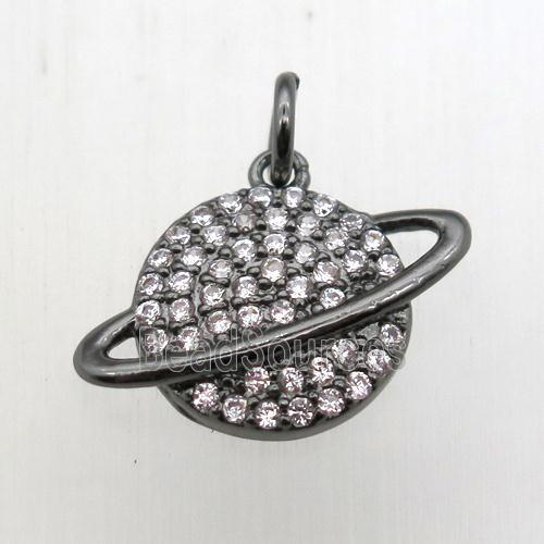 copper earth pendant pave zircon, black plated