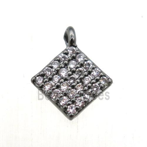 copper square pendant pave zircon, black plated