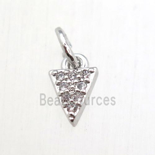 copper arrowhead pendant pave zircon, platinum plated