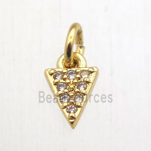 copper arrowhead pendant pave zircon, gold plated