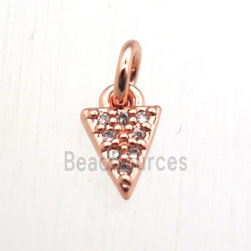 copper arrowhead pendant pave zircon, rose gold