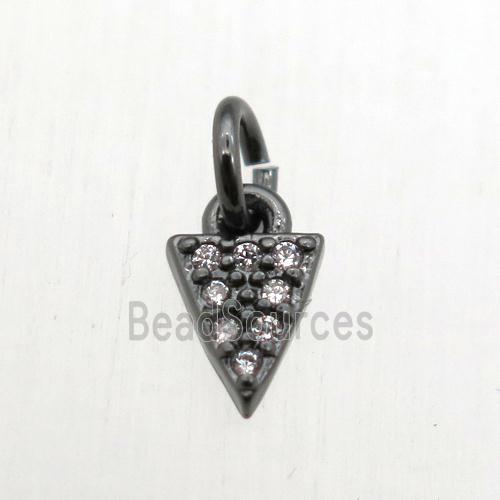 copper arrowhead pendant pave zircon, black plated