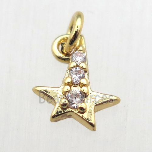 copper star pendant pave zircon, gold plated