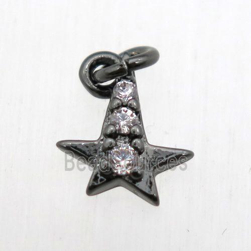 copper star pendant pave zircon, black plated