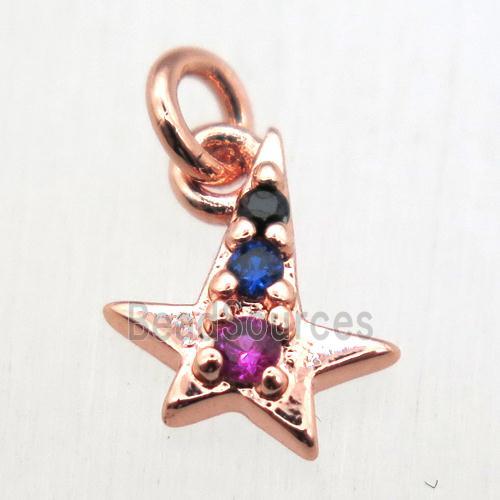 copper star pendant pave zircon, rose gold