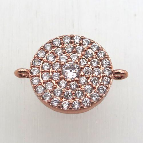 copper circle connector pave zircon, rose gold