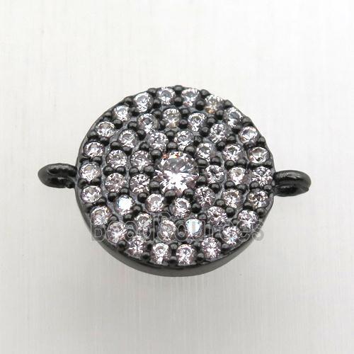 copper circle connector pave zircon, black plated