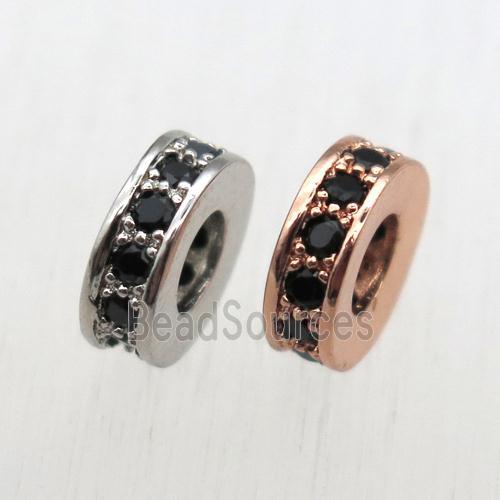 copper heishi spacer beads pave zircon, mixed