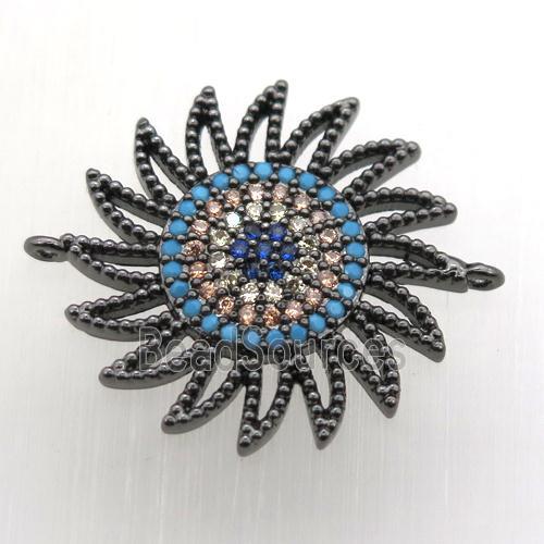 copper sun connector pave zircon, black plated