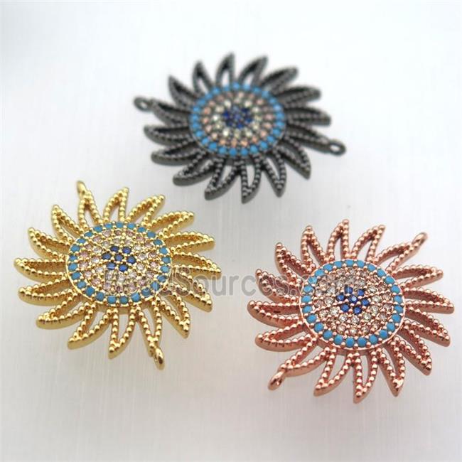 copper sun connector pave zircon, mixed color