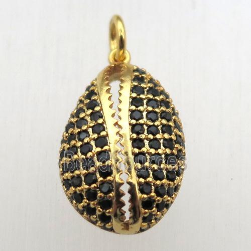 copper pendant pave zircon, gold plated